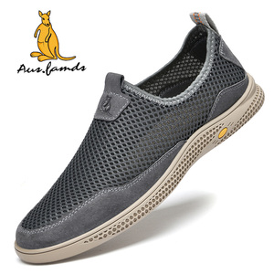 Logo canguro da uomo leggero in vera pelle sandali sportivi Slip-On traspiranti in morbido tessuto estivo scarpe da passeggio - Product Image 4