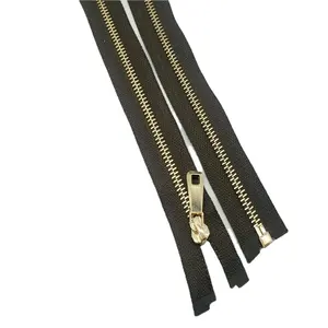 wholesale Price custom factory High Quality 3#/5# Semi Auto Lock Sliders Metal Zipper for Jeans printed zip for jeans