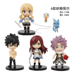6 pièces/ensemble Q Style Mini Anime jouet fée éthérique Natsu <span class=keywords><strong>Dragneel</strong></span> modèle ornement PVC figurine - Product Image 6