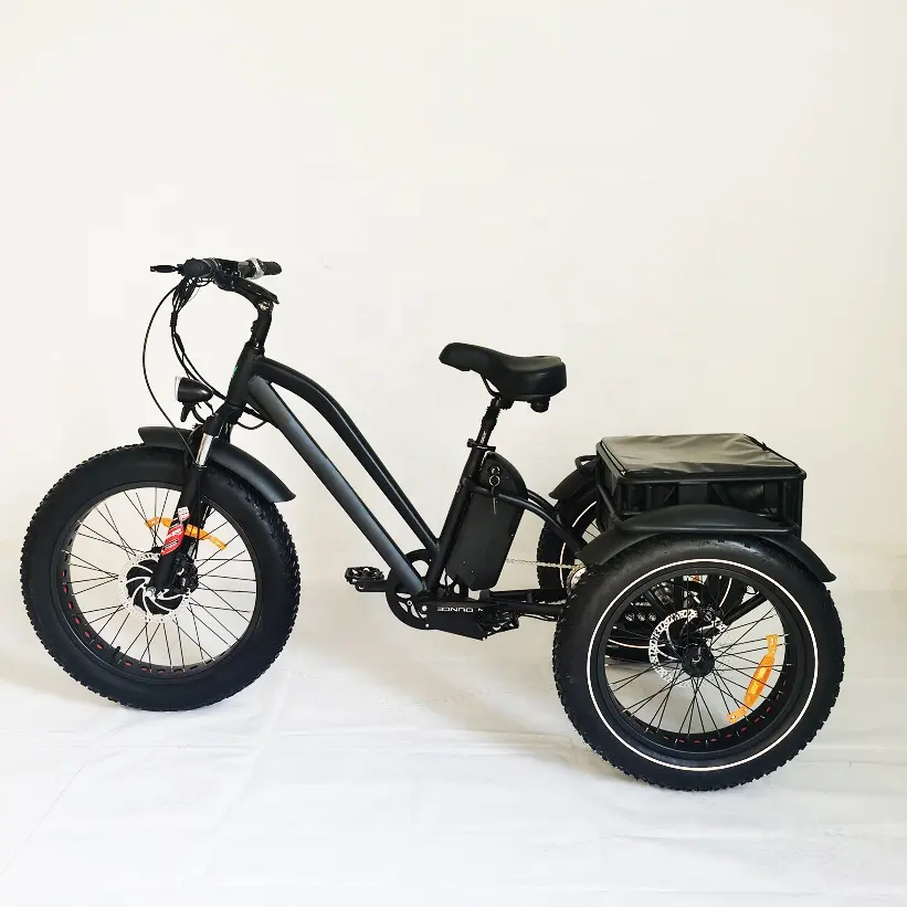 Vendite della fabbrica 24 pollici elettrico grasso pneumatico triciclo motore anteriore elettrico mountain bike 3 ruote bici da neve elettrica di alta qualità