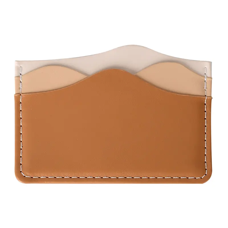 Nuovo portacarte portatile leggero in pelle sintetica con gradiente marrone chiaro e scuro Yunshan