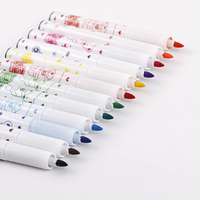 Marqueur d'eau en plastique non toxique pour enfants, 1 pièce, pointe en feutre, dessin animé, stylo aquarelle, 12 pièces