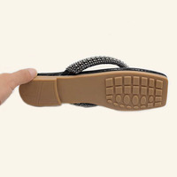 Sandales plates décontractées pour femmes, style mode, pour l'extérieur, avec cristaux, antidérapantes