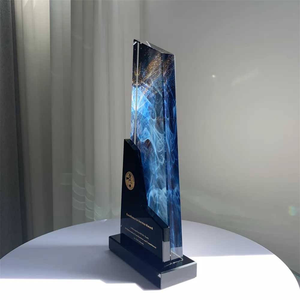 Impression de trophée en cristal, prix personnalisés, 3d, sculpture Laser, bureau, marbre, verre, pour cadeau d'affaires, vente en gros