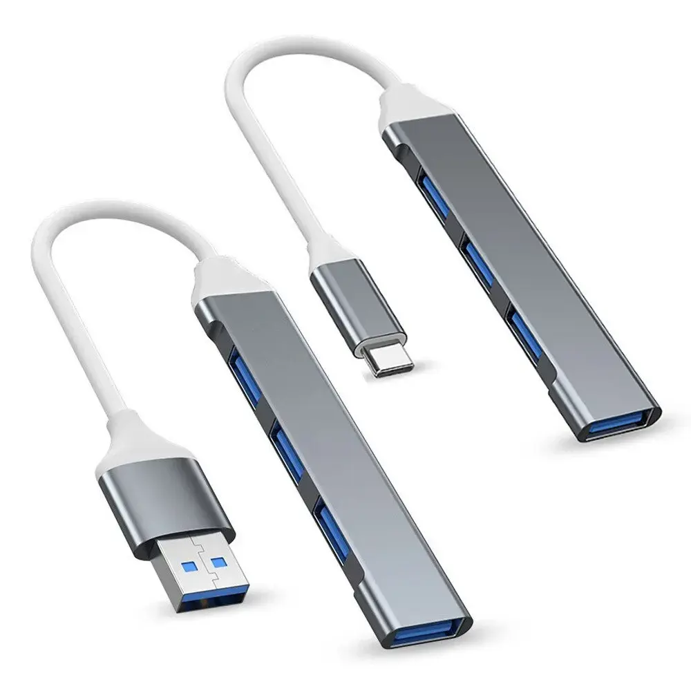 Adaptor Splitter aluminium Alloy, Tipe C ke USB HUB Multi 4 Port 4 in 1 USB3.1 2.0 OTG untuk Samsung Macbook Pro Air PC Notebook