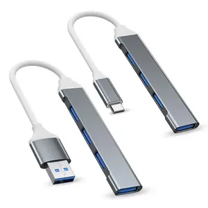 نوع C إلى محور USB متعدد 4 منفذ 4 في 1 USB3.1 محول تقسيم سبائك الألومنيوم OTG لأجهزة كمبيوتر محمول Macbook Pro Air PC