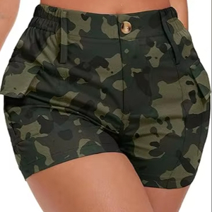 Comodo7 <b>Women's</b> High Waist Fashion Shorts Button <b>Cargo</b> with Custom Fabric Breathable Design New Year's Dyed Shorts - Product Image 1