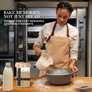 Forniture essenziali per la cottura del pane a lievitazione naturale 2 confezioni di cestini per impermeabilizzare il pane Set di barattoli da 24 once di pasta madre <span class=keywords><strong>con</strong></span> coperchi e strumenti di avviamento - Product Image 6