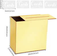 Boîte à cartes de mariage en acrylique miroir or rose métallique avec fente, vierge sans impression |   Boîte à vœux en bois épais pour les réceptions de mariage, à faire soi-même