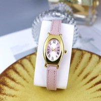 Montres YuSa1491 personnalisées avec logo ovale minimaliste en cuir PU pour femmes, montre à quartz tendance avec boîtier en alliage