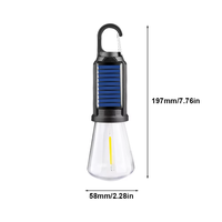 Lanterne de camping extérieure étanche en ABS avec charge USB, alimentée par énergie solaire, LED 2W 6000K lumière du jour, certifiée CE, ampoule COB blanche IP55, pour barbecue
