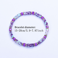 Bracelet artisanal en jaspe impérial 2026, perles de pierres précieuses en gros, bracelet jonc perlé en tube violet, bijoux Kara, pierre naturelle
