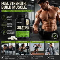 Capsules de créatine à étiquette privée OEM, compléments pré-entraînement pour la force musculaire, capsules de créatine monohydrate