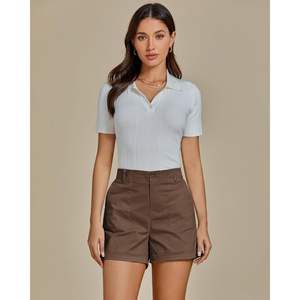 2025 <b>Women's</b> Comfortable Elastic Waist Summer <b>Shorts</b> High Waisted Dressy Casual with Rolled Hem Twill Pocket Stretch Hot Pattern - Product Image 2
