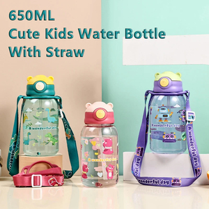 Bouteille d'Eau Mignonne de 650 ml pour Enfants avec Paille, Sans BPA, Anti-Fuite, Portable pour l'Extérieur, Tasse Scolaire pour Filles et Garçons - Product Image 2