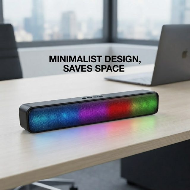 5.0 Soundbar with RGB Colorful Lights, Portable Wireless Bar Speaker for PC Gaming