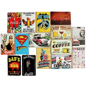 Wholesale Custom Design Embossed Vintage Metal Plate Printing Retro Metal Poster Tin Sign for Bar Garage Wall decoration