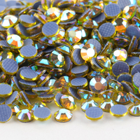 YWJC Precio de Fábrica Cristales de Vidrio Hotfix SS10-20 de Base Plana, 1440 Piezas de Cristales Hotfix Redondos de Base Plana Color AB a Granel