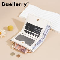 BAELLERRY dompet pendek ramping wanita, dompet koin wanita, dompet ritsleting tempat kartu Mujer