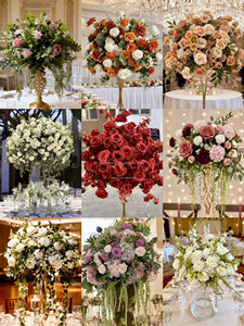 Composizione Floreale per Matrimonio Personalizzata, Centrotavola con Rose Artificiali in Seta e Ortensie Verdi - Product Image 2