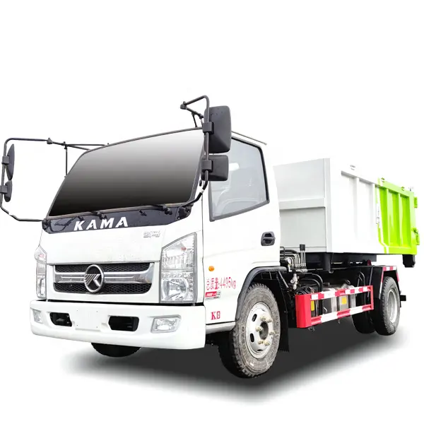 KAMA mini size 4 cubic meters garbage container collector pick up truck roll off hook lift garbage dump truck