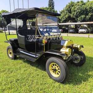 Carrito Eléctrico Compacto de 4 Plazas, Estilo Vintage Negro con Detalles Dorados, Mini Carro Turístico para Alojamientos y Parques - Product Image 4