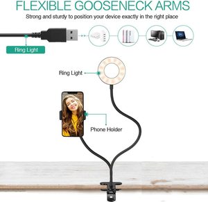 Anneau lumineux <span class=keywords><strong>de</strong></span> <span class=keywords><strong>Table</strong></span> Flexible LED avec support <span class=keywords><strong>de</strong></span> téléphone portable, pour streaming en direct/maquillage, 3 Modes d'éclairage, tout Mobile - Product Image 5