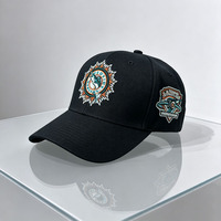 Casquette de baseball pliable en sergé de coton noir de haute qualité, six panneaux, visière plate, logo brodé 3D haute densité