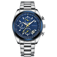 Montre à quartz multifonction pour homme de luxe, vente chaude, bracelet en acier inoxydable, sport, caractéristiques liées aux affaires, mode décontractée, cristal