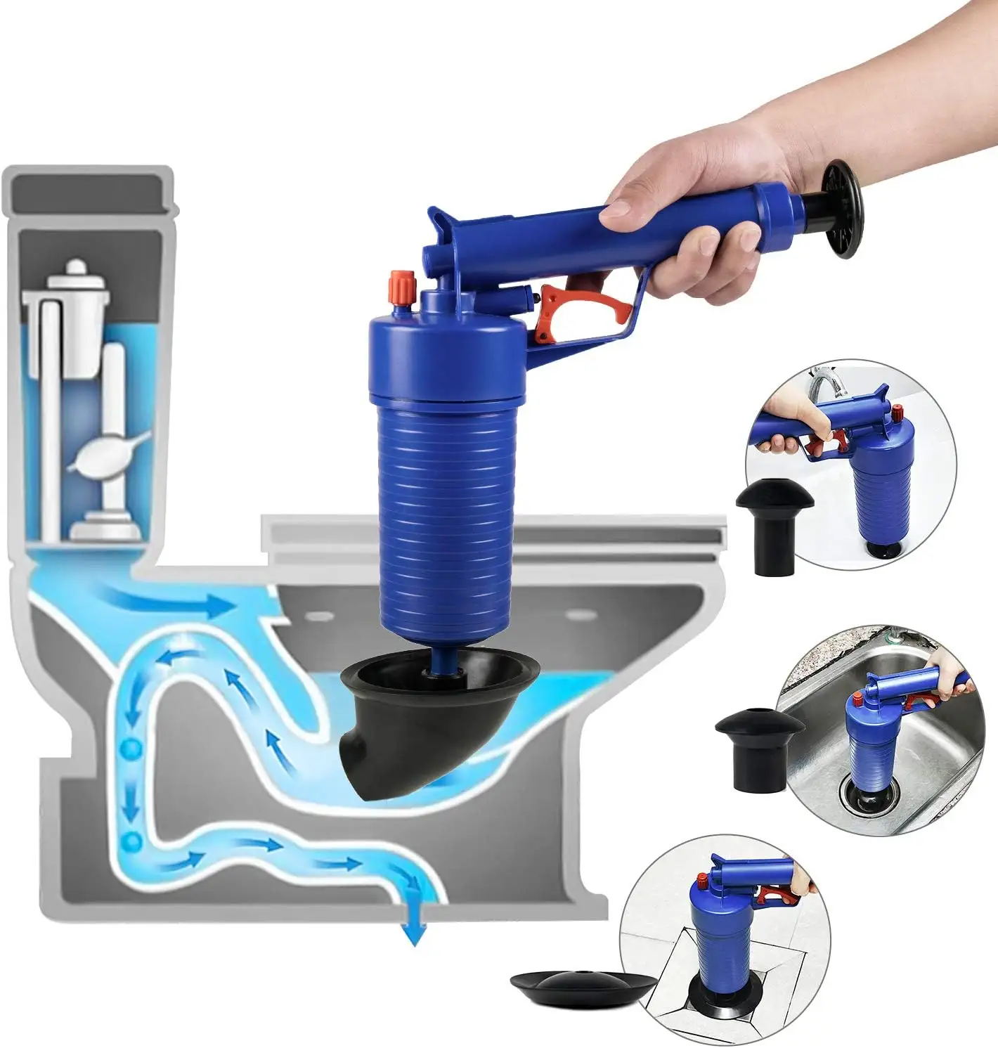 Aria di scarico Blaster lavello a stantuffo aria alimentazione WC stantuffo pompa manuale pulitore tubo Blaster ad alta pressione stantuffo per bagno