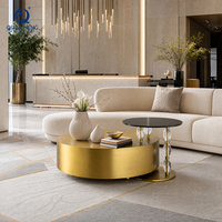 Table basse ronde de luxe en métal et verre, design multifonctionnel pour club de nuit, vente en gros de haute qualité à Foshan