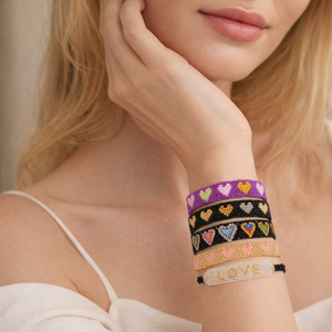 Bracelets en perles de rocaille à motif cœur bohème Resoul, bracelet manchette tressé avec lettre d'<span class=keywords><strong>amour</strong></span>, fait main, réglable, cadeau de Saint-Valentin, bijoux pour femme - Product Image 3