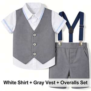 Ensemble <span class=keywords><strong>de</strong></span> vêtements pour enfants avec logo personnalisé, tenues <span class=keywords><strong>de</strong></span> gentleman pour bébés garçons, combinaisons, ensembles <span class=keywords><strong>de</strong></span> vêtements en coton pour tout-petits, robes <span class=keywords><strong>de</strong></span> fête pour enfants - Product Image 1