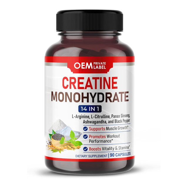 Creatine Pills Creatine Monohydrate Capsules Enhanced with L-Arginine L Citrulline Ginseng Support Stamina Energy Muscle Growth