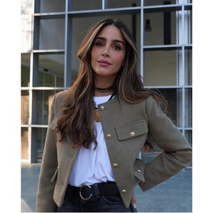 Vêtements d'extérieur pour femmes, veste courte à manches longues pour l'automne, bouton, <span class=keywords><strong>demi</strong></span>-<span class=keywords><strong>saison</strong></span>, manteaux courts élégants pour femmes - Product Image 1