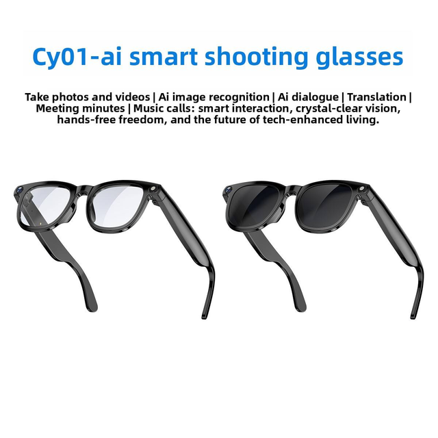 8 Million Pixel Photo AI Voice Assistant for Call Video Push Button Control PC Frame CY01 Smart Glasses