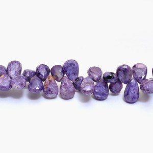 Perles de charoïte AAA+ 8x14mm-10x18mm facettées en forme de poire, pierres semi-précieuses naturelles de charoïte violette, perles en vrac pour bijoux - Product Image 3