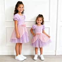 Robe de princesse tutu pour petites filles, corsage en viscose de bambou, jupe en tulle américain à paillettes, costume de fête d'anniversaire pour enfants