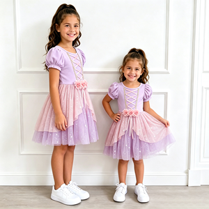 Robe de princesse tutu pour petites filles, corsage en viscose de bambou, jupe en tulle américain à paillettes, costume de fête d'anniversaire pour enfants - Product Image 3