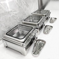Bain-marie rectangulaire de luxe en acier inoxydable, durable, pour buffet, usage commercial, capacité 6L, couleur argent