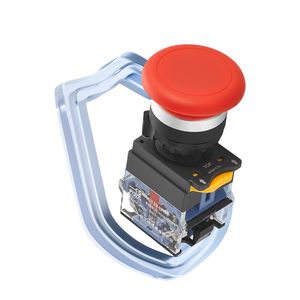 Interruptor de Botón Pulsador Rojo de 22MM, Autobloqueante y de Reinicio Automático, 1NO 1NC, Momentáneo, para Electrodomésticos, Plástico, IP40, 440V, 10A - Product Image 1