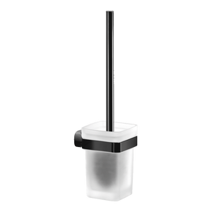 Set Spazzola per WC Sospesa STELVIO Design Moderno Nero Opaco con Supporto e Contenitore in Acciaio Inox per Bagno o Uso Alberghiero - Product Image 1