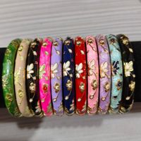 Bracelet jonc vintage ethnique en émail cloisonné coloré à effet goutte d'huile, avec fermoir à pression en alliage plaqué or, bijoux pour femme, cadeau