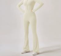 Leggings pour femmes, effet push-up, coupe ajustée, manches longues, fermeture éclair, jambe droite, pull-over, yoga