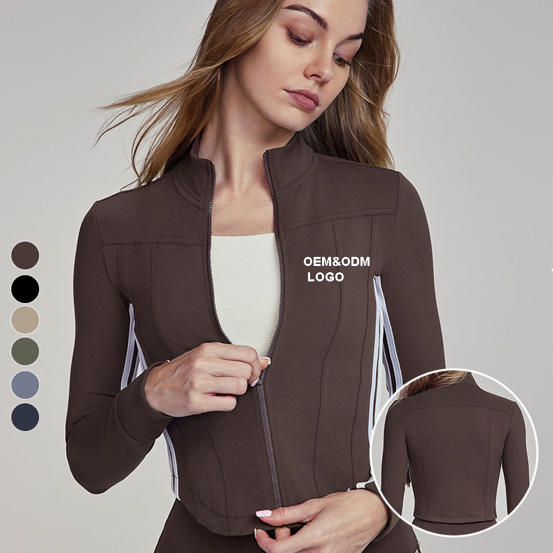 High Quality Advanced Sense Slim Standing Collar Zipper Top Ladies Lulu Sports Long-Sleeved Yoga Jacket Fitness Coat