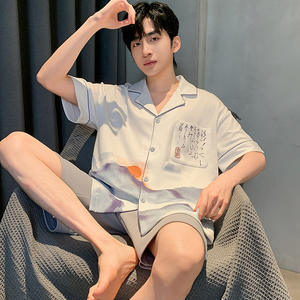 SAMWESTART 2024 été nouveau Style chinois pyjamas hommes coton Style National à manches courtes Shorts rétro décontracté Homewear costume - Product Image 5