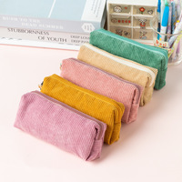 Trousse à crayons personnalisée pour écoliers, garçons et filles, série couleur unie, esthétique tendance, en velours côtelé, organiseur de maquillage