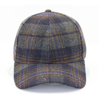 2024 nouveau logo personnalisé broderie motif à carreaux chapeau de Baseball à carreaux chaud laine coton casquette de Baseball pour l'extérieur
