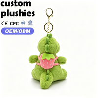 Llavero de Peluche de Dinosaurio Verde de Dibujos Animados Personalizado de Fábrica con Bolsa Pequeña de Fresa como Premio para Estudiantes