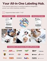 Impresora de Etiquetas de Envío Phomemo PM64D 4x6 con Pantalla Táctil, Impresora Térmica Bluetooth para Pequeñas Empresas, Detección Automática de Etiquetas, ROSA
